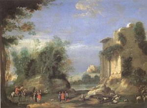 Napoletano, Filippo Landscape with Ruins and Figures (mk05) France oil painting art